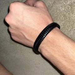 Black PU Leather Magnetic Bracelet Men's Mature and Stable and Elegant Giving Men The Best Gift for Men