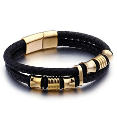 Charm Braid Rope Bracelet For Men Stainless Steel Magnetic Buckle Genuine Leather Bracelets & Bangles Male Female Jewelry
