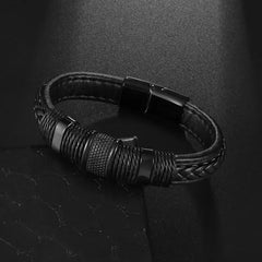 Charm Braid Rope Bracelet For Men Stainless Steel Magnetic Buckle Genuine Leather Bracelets & Bangles Male Female Jewelry