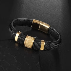 Charm Braid Rope Bracelet For Men Stainless Steel Magnetic Buckle Genuine Leather Bracelets & Bangles Male Female Jewelry