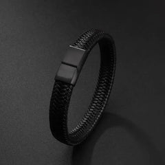 Black PU Leather Magnetic Bracelet Men's Mature and Stable and Elegant Giving Men The Best Gift for Men