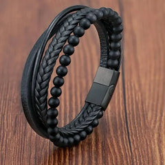 Hot Fashion Beads Leather Bracelet Men Classic Tiger Eye Beaded Multi Layer Leather Bracelet For Men Jewelry 2023 Gift
