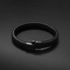 Black PU Leather Magnetic Bracelet Men's Mature and Stable and Elegant Giving Men The Best Gift for Men
