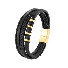 Charm Braid Rope Bracelet For Men Stainless Steel Magnetic Buckle Genuine Leather Bracelets & Bangles Male Female Jewelry
