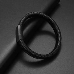 Black PU Leather Magnetic Bracelet Men's Mature and Stable and Elegant Giving Men The Best Gift for Men