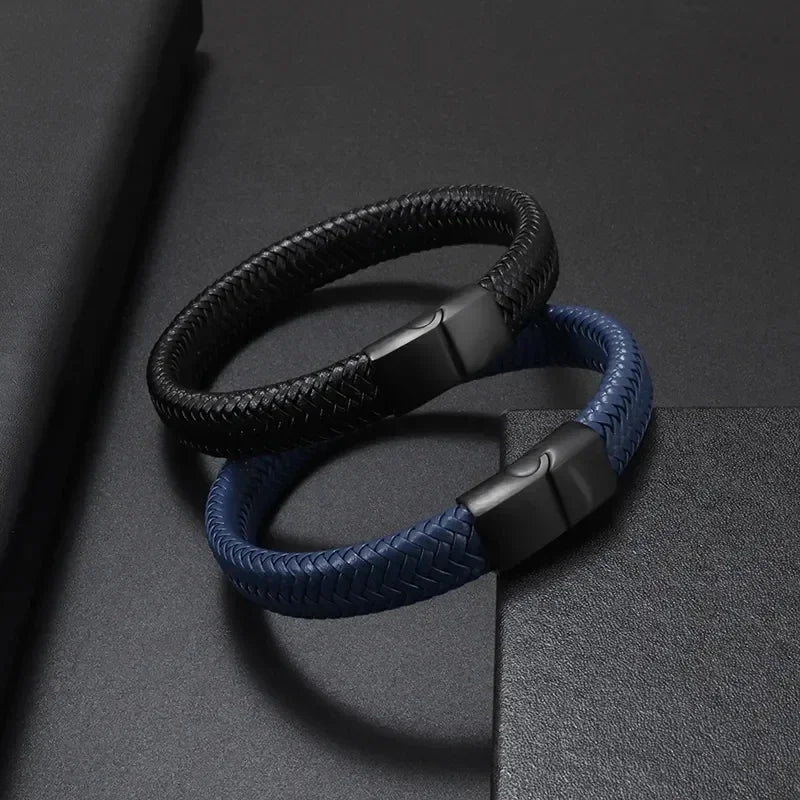 Black PU Leather Magnetic Bracelet Men's Mature and Stable and Elegant Giving Men The Best Gift for Men