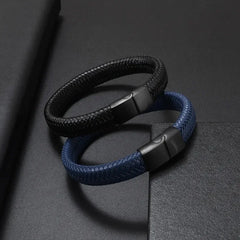 Black PU Leather Magnetic Bracelet Men's Mature and Stable and Elegant Giving Men The Best Gift for Men